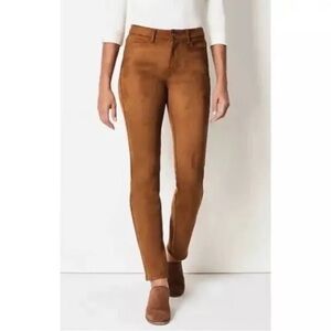 J. Jill Women’s Faux Suede Luxe Taylor Pants Ankle Straight Slim Leg Chestnut 18
